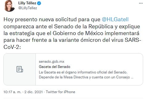 Tuit de Lilly Téllez