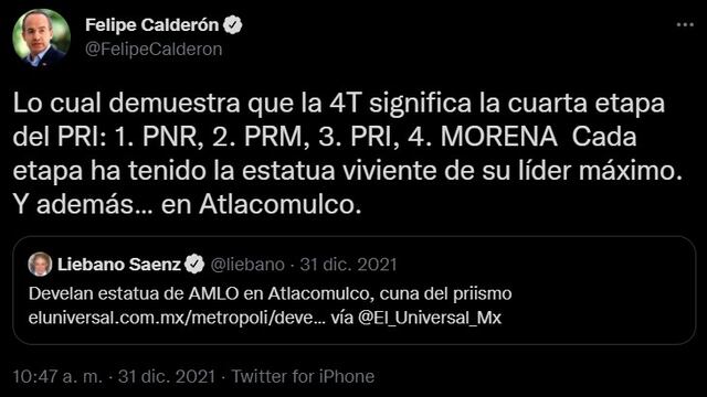 Alentó el odio Felipe Calderón y calló ante el vandalismo