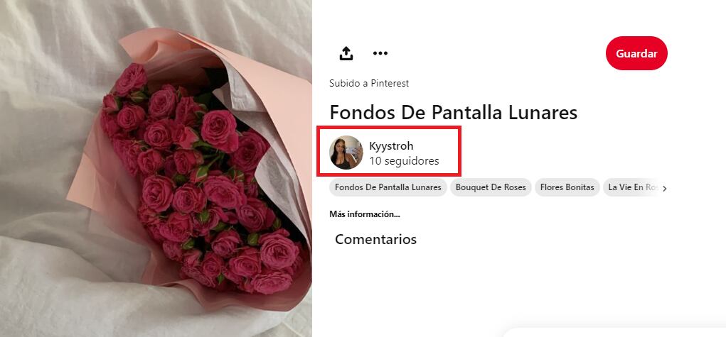 Prueba de que la cuenta de Clara Chía en Instagram es falsa.