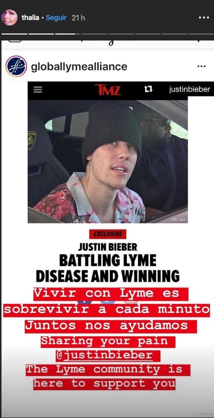 Thalia manda mensaje a Justin bieber