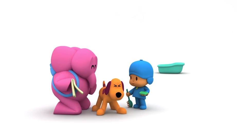 Pocoyó baña a su perrita Lula