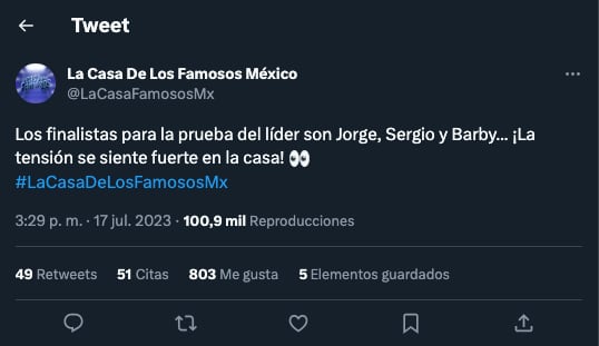 Finalistas líder de la semana semana siete, La Casa de los Famosos México