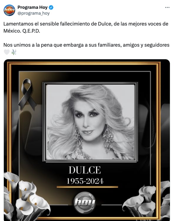 Muere Dulce, la cantante, a los 69 años de edad
