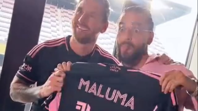 Lionel Messi con Maluma