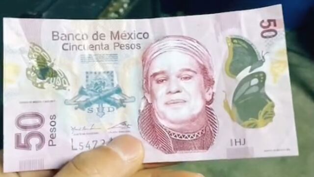 Billetes de 50 pesos falsos con la cara de Juan Gabriel
