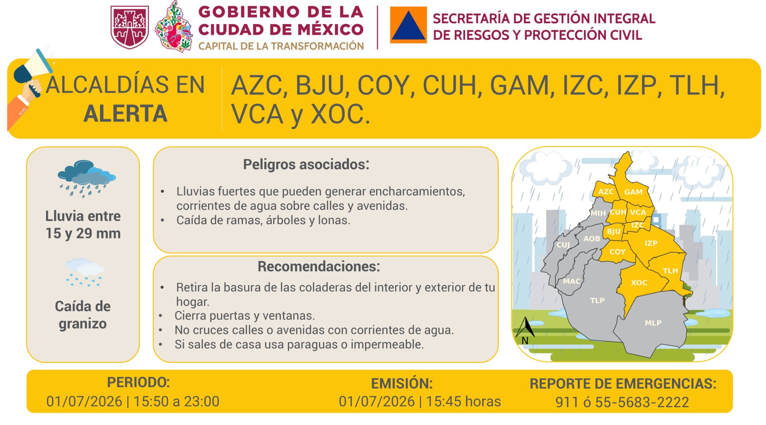 Alerta amarilla en CDMX