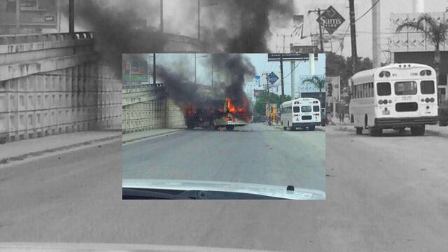Bloqueo en Reynosa. Camión incendiado.