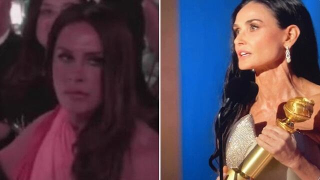 ¿Karla Sofía Gascón envidió a Demi Moore? La mirada que le lanzó en los Globos de Oro 2025 lo dejaría claro