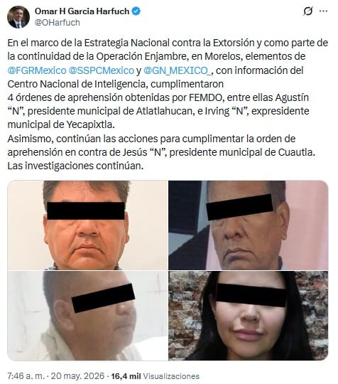 Omar García Harfuch anuncia detenciones en Operación Enjambre