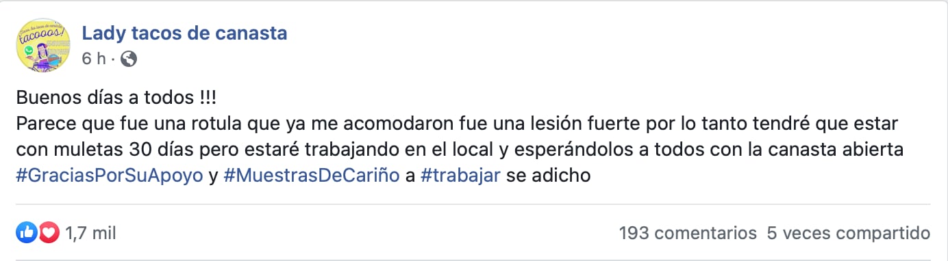 Lady Tacos de Canasta es víctima de abusos otra vez, se llevaron su puesto