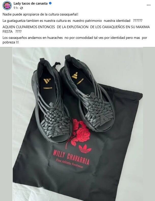 Lady Tacos de Canasta critica los Adidas Oaxaca Slip On
