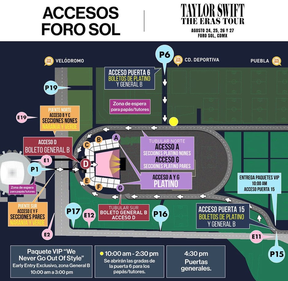 Zona de padres del Foro Sol para los conciertos de Taylor Swift