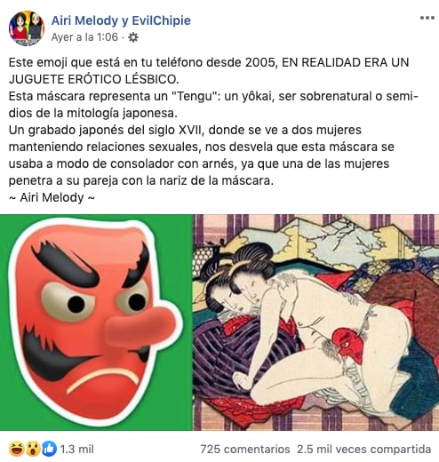 Versión sobre origen erótico de emoji japonés.