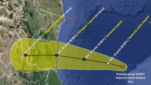 Trayectoria de la Tormenta Tropical Alberto