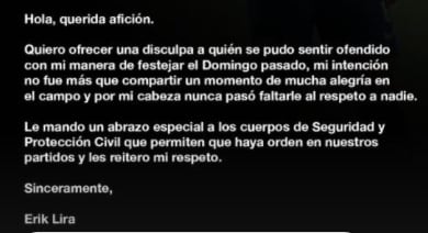 Erik Lira ofreció una disculpa tras dar un zape a un policía