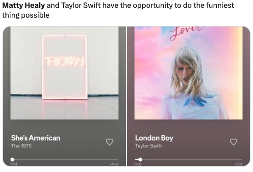 Rumores aseguran que Taylor Swift y Matty Healy están saliendo y los memes se disparan