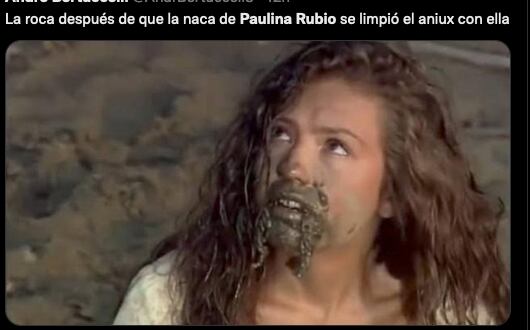 Memes de Paulina Rubio 'defecando' en la playa.