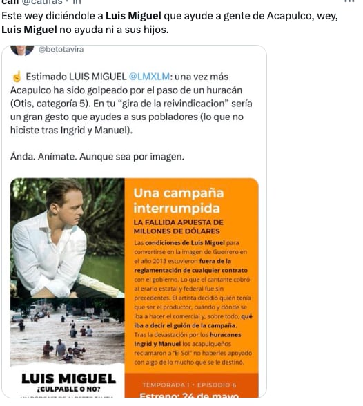 Se burlan de petición a Luis Miguel para que ayude a Acapulco