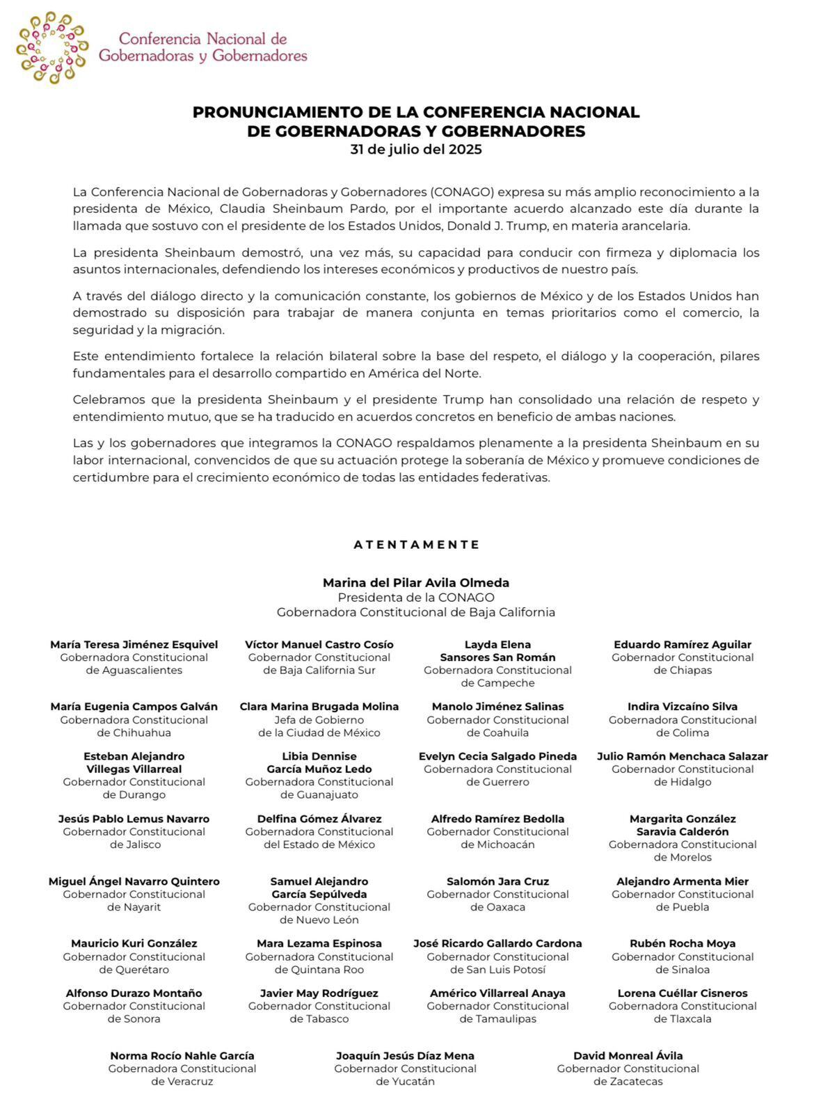 Conago reconoció a Claudia Sheinbaum