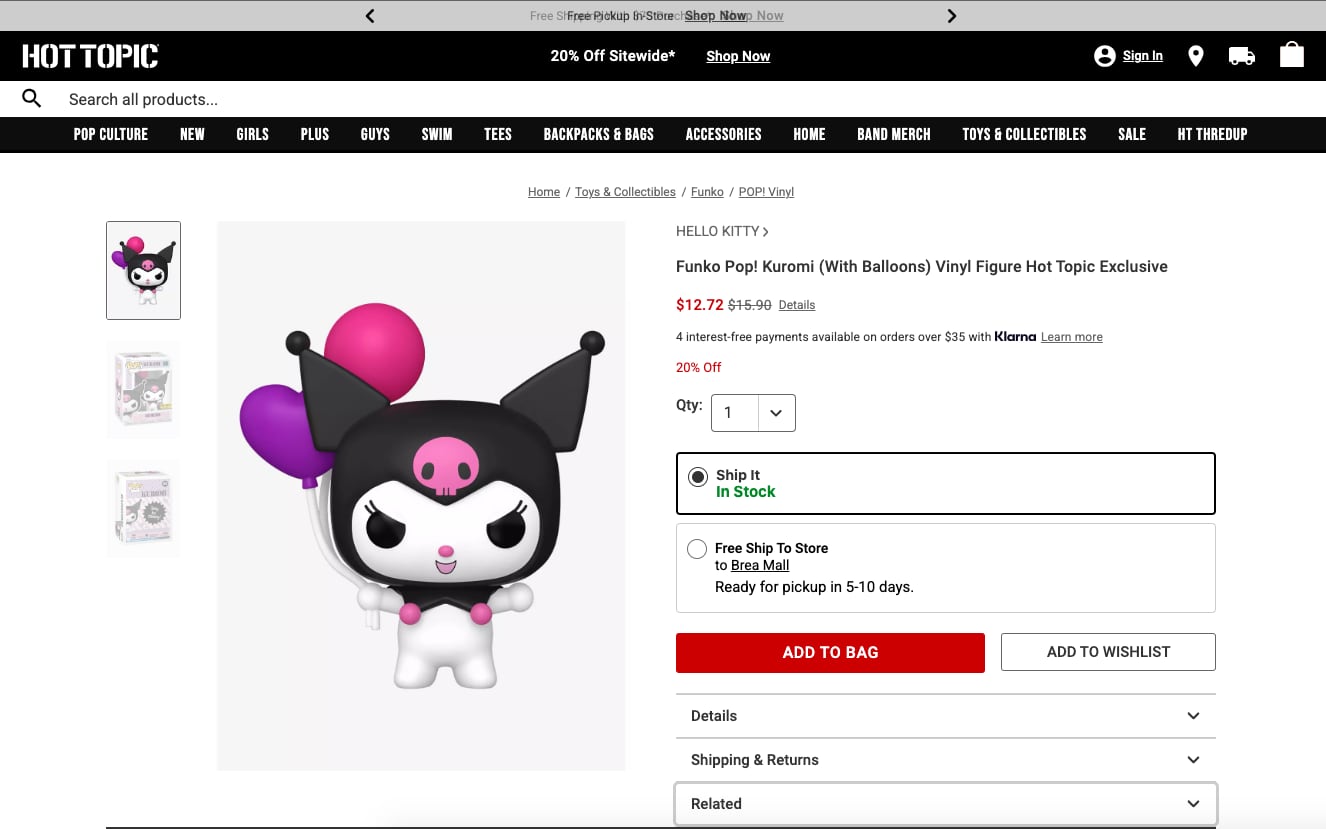 Este es el Funko Pop! de Kuromi
