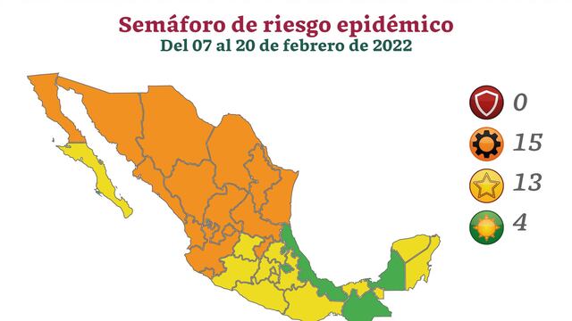 Semáforo Covid-19 en México del 7 al 20 de febrero
