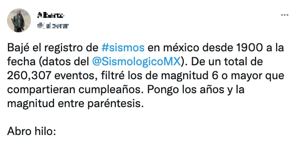 Hilo de Twitter sobre sismos en México