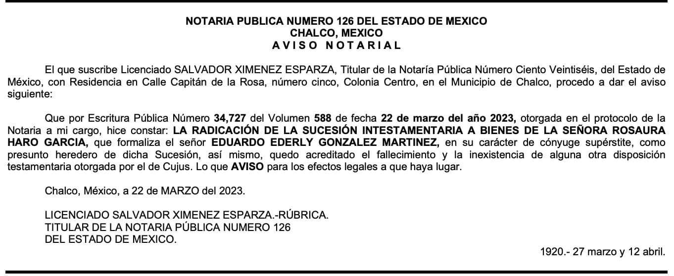 Herencia de Eduardo Ederly González Martínez, presunto asesino de Miguel de la Mora