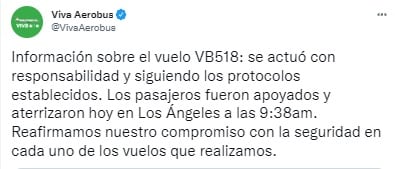 Tuit de Viva Aerobus