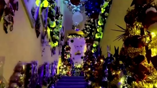 Casa con 444 árboles de Navidad.