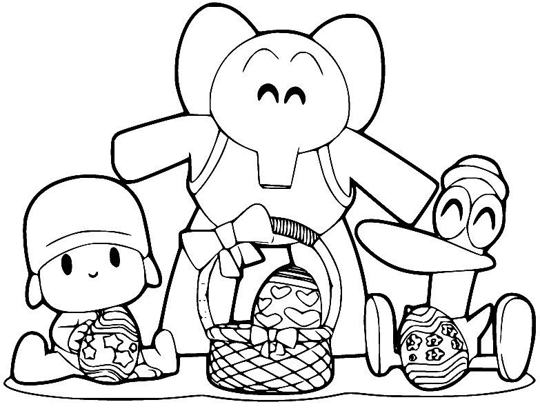 4 dibujos de Pascua de Pocoyó para colorear que puedes imprimir