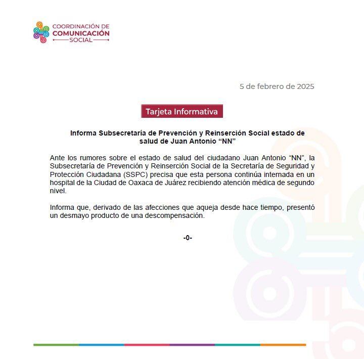 Desmienten muerte de Juan Antonio Vera Carrizal