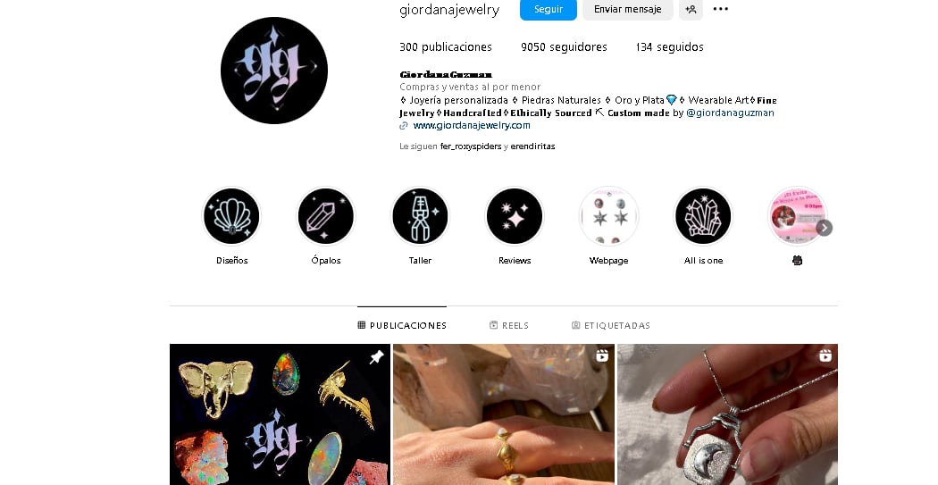 Marca de joyería de Giordana Guzmán.