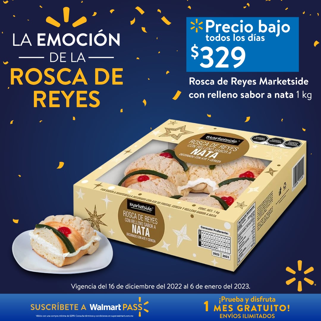 Rosca de Reyes rellena de Nata en Walmart.