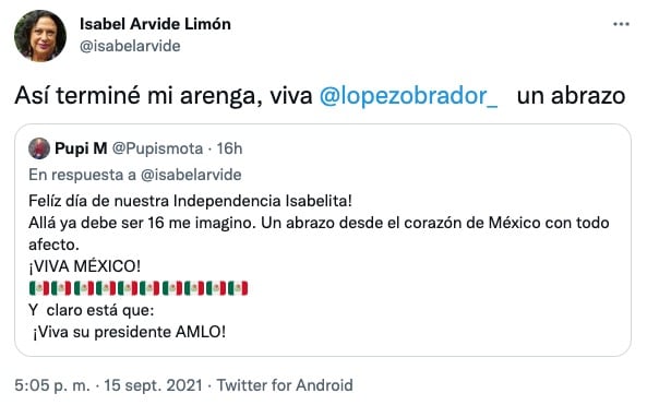 Tuit de Isabel Arvide