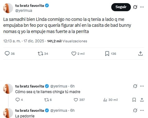 Yeri Mua revela que una actriz la estuvo molestando en La casita de Bad Bunny.