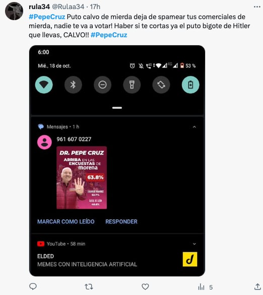 denuncias contra propaganda de José Cruz
