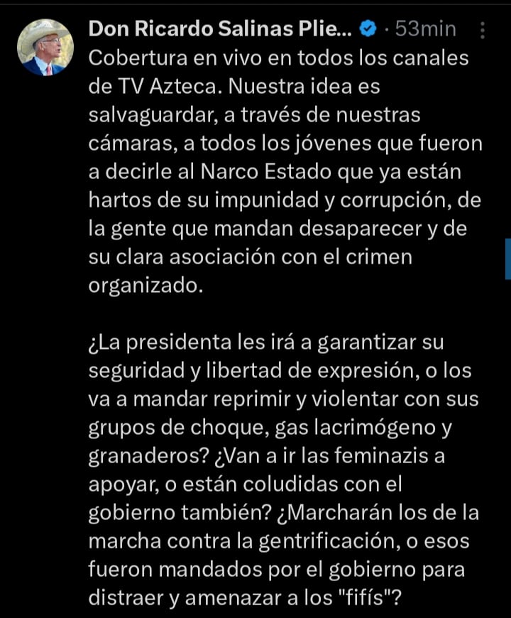 Publicación de Ricardo Salinas Pliego