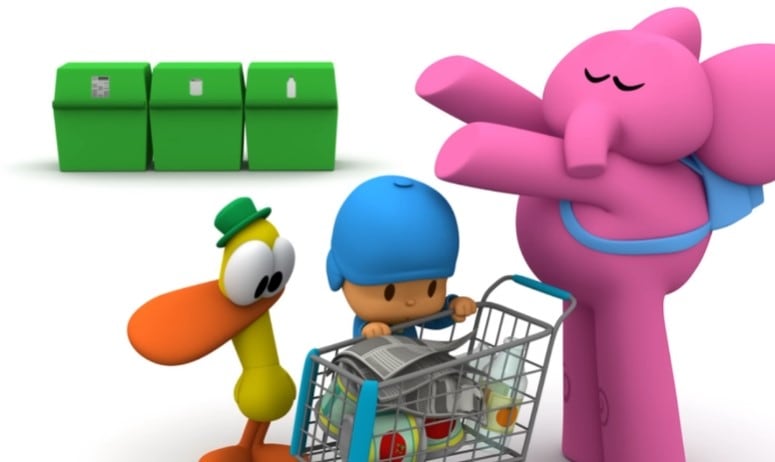 Pocoyó pone la basura en su lugar