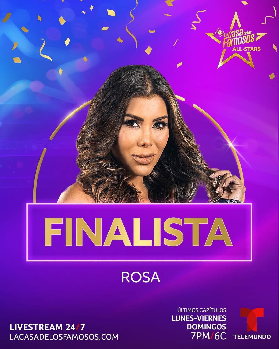 Rosa Caiafa es finalista en La Casa de los Famosos All Stars.