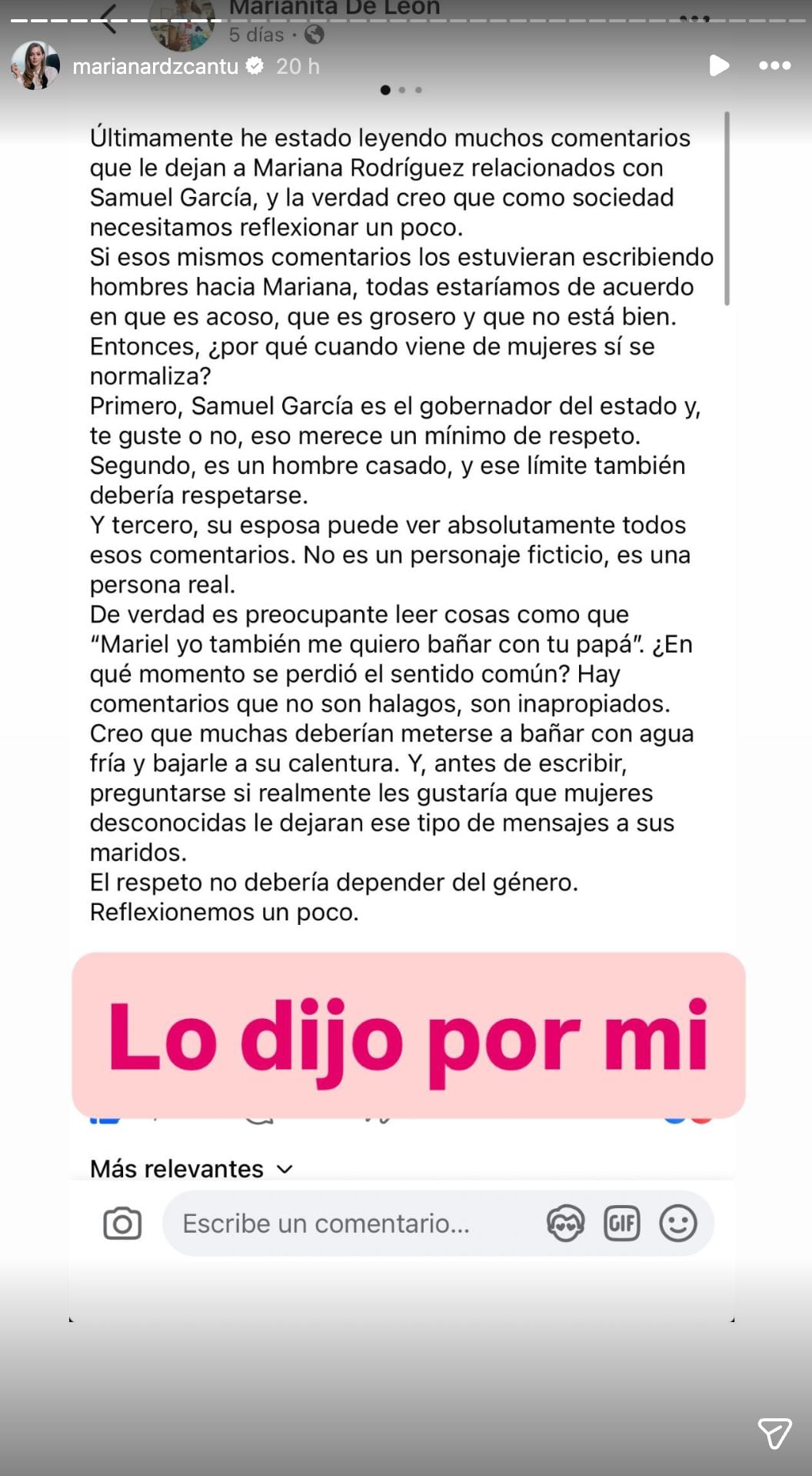 A Mariana Rodríguez no le causaron gracia las burlas por el look de Samuel García