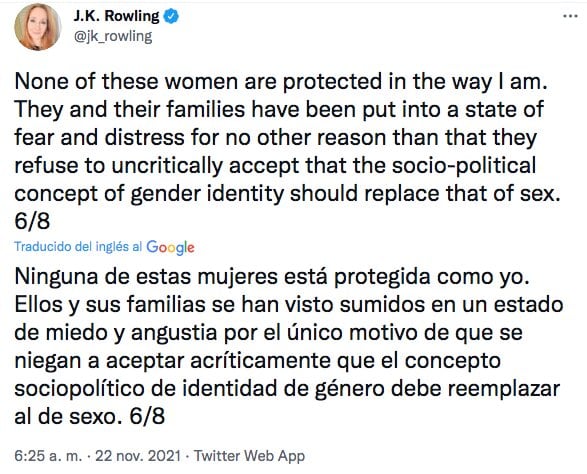 Tuit de J.K. Rowling