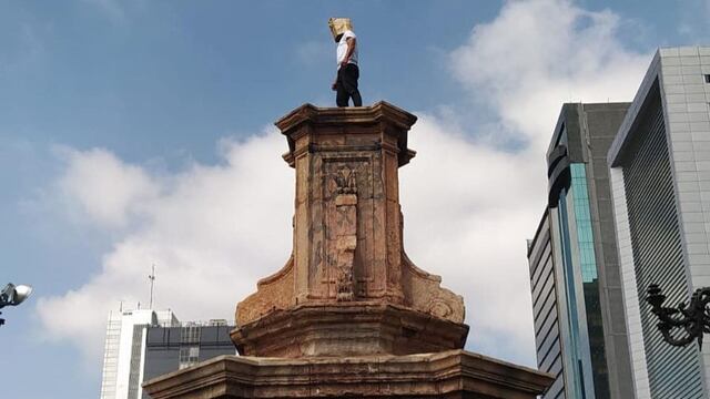 Protesta en Monumento a Cristóbal Colón