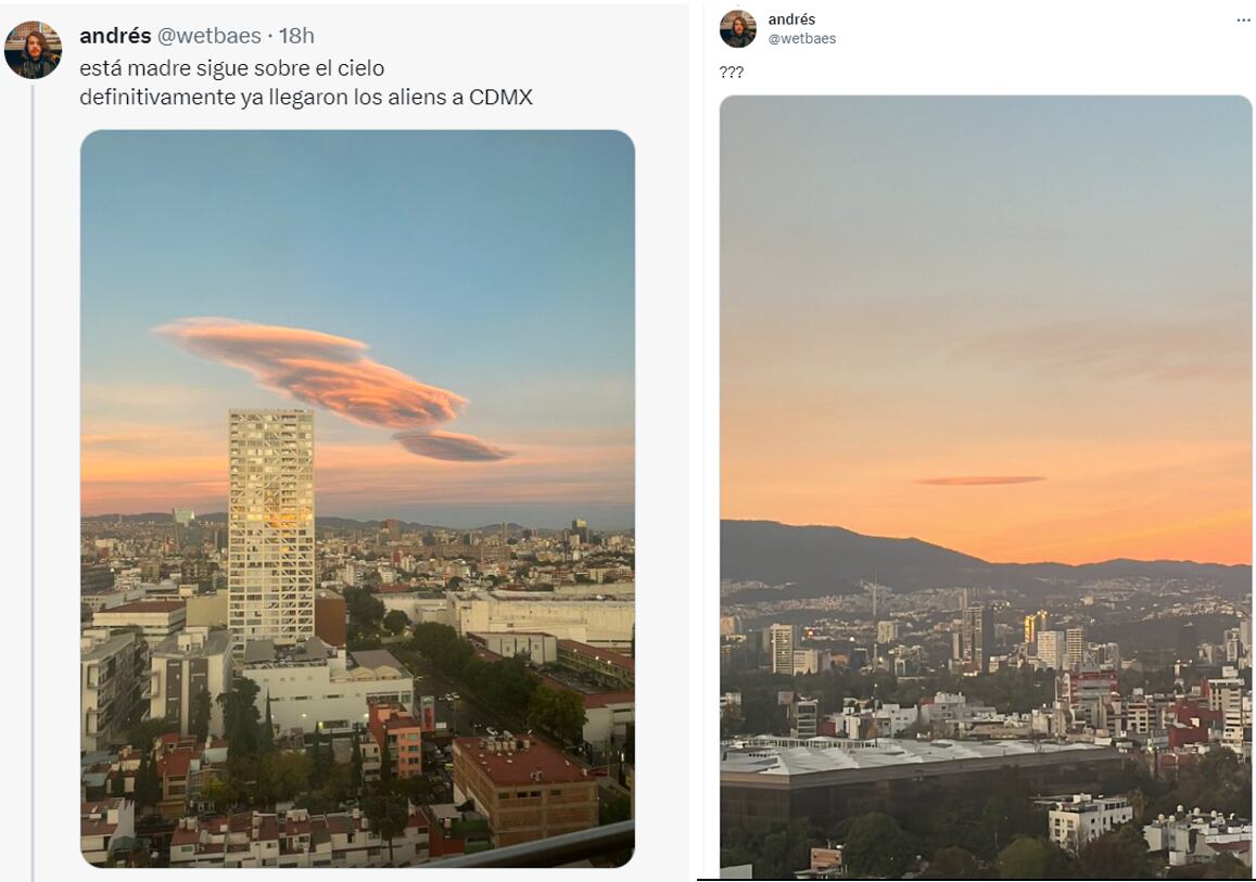 Tuits sobre extrañas nubes en CDMX