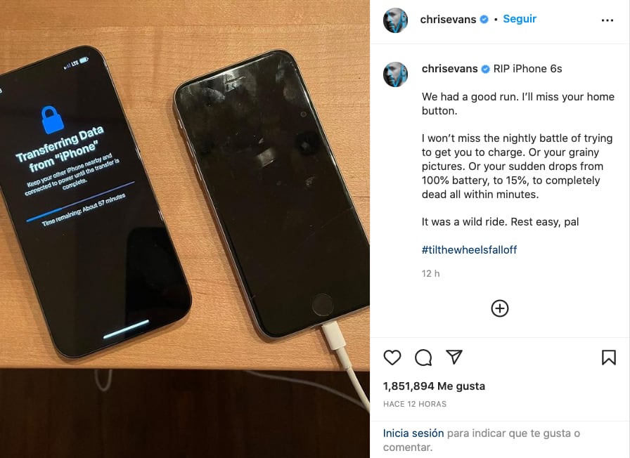 Chris Evans se despide de su iPhone 6s