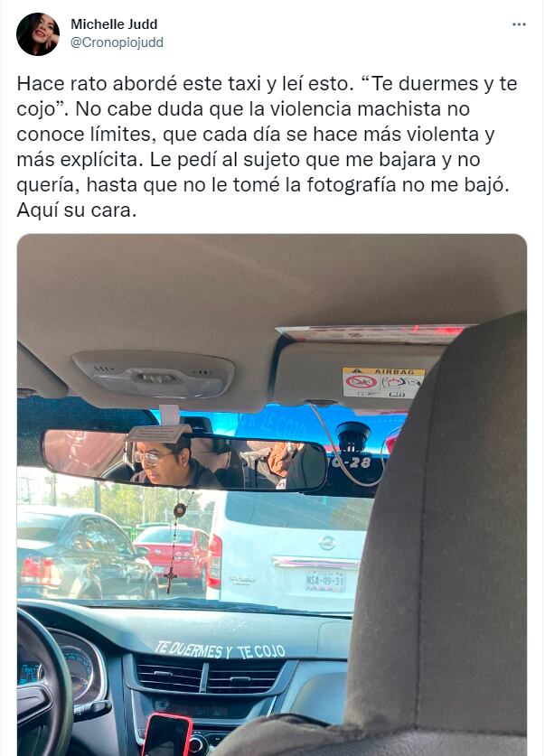 denuncia de mensaje de violencia machista/@Cronopiojudd