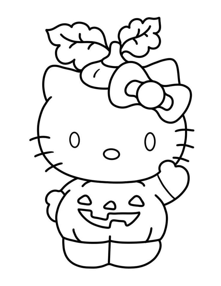 Dibujos de Hello Kitty por el Día de Acción de Gracias para colorear