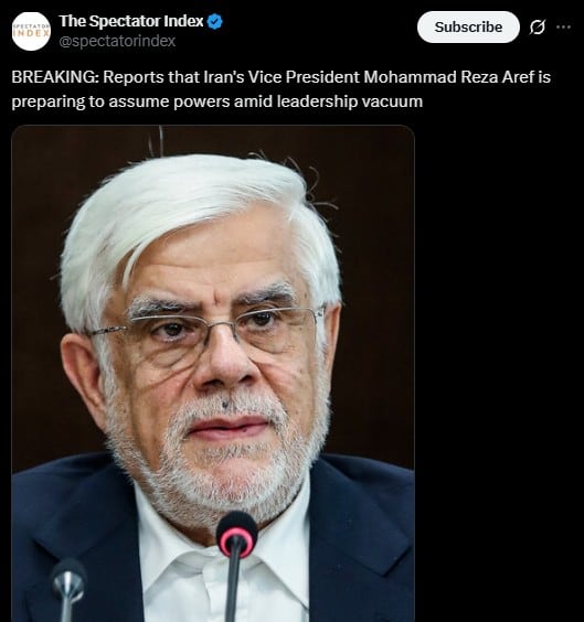 Vicepresidente de Irán, Mohammad Reza Aref, se estaría preparando para asumir el poder
