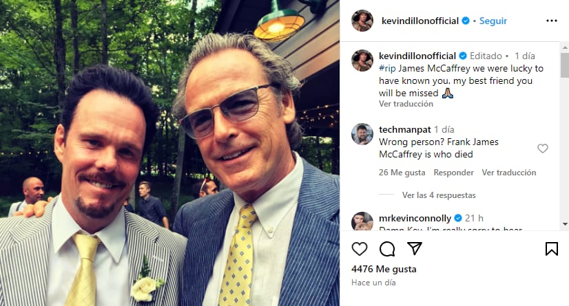 Mensaje de Kevin Dillon sobre la muerte de James McCaffrey