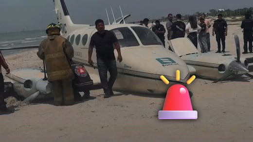 Aeronave aterriza de emergencia en playas de Campeche por falla mecánica