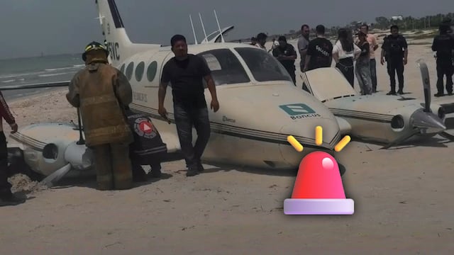 Aeronave aterriza de emergencia en playas de Campeche